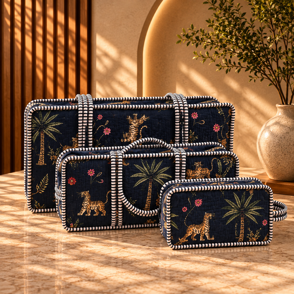 Black Zanzibar Quilted Bags - Set of 3