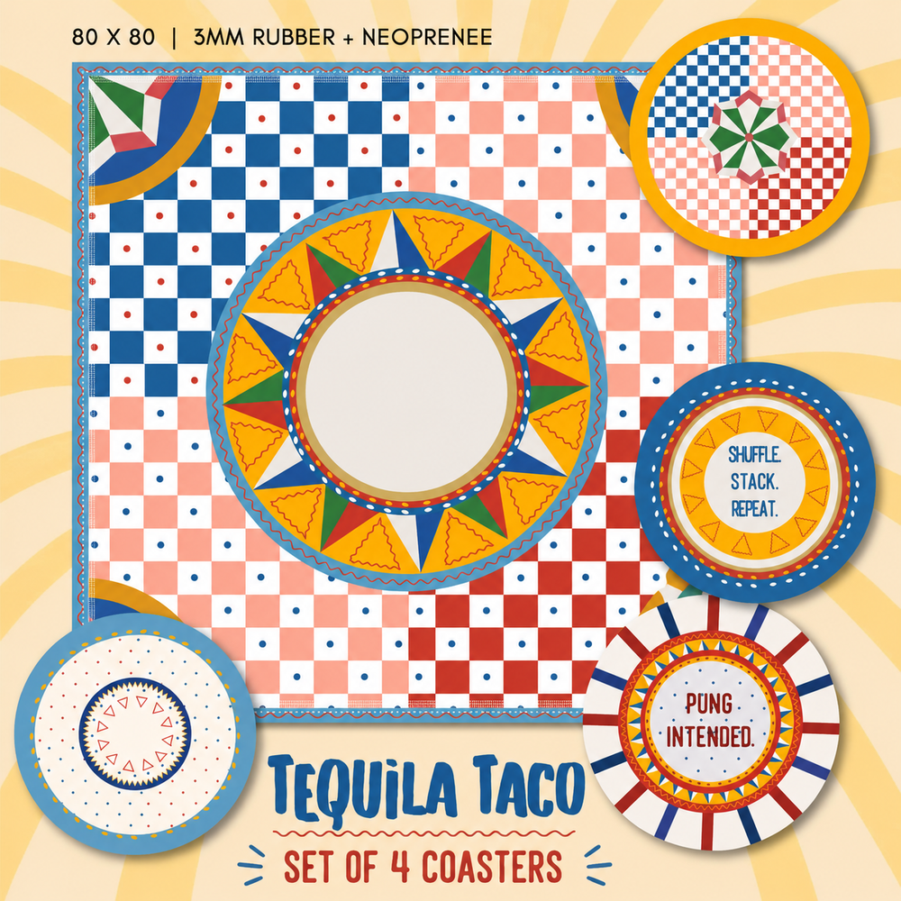 Mahjong Mat and Coaster Combo - Tequila Taco