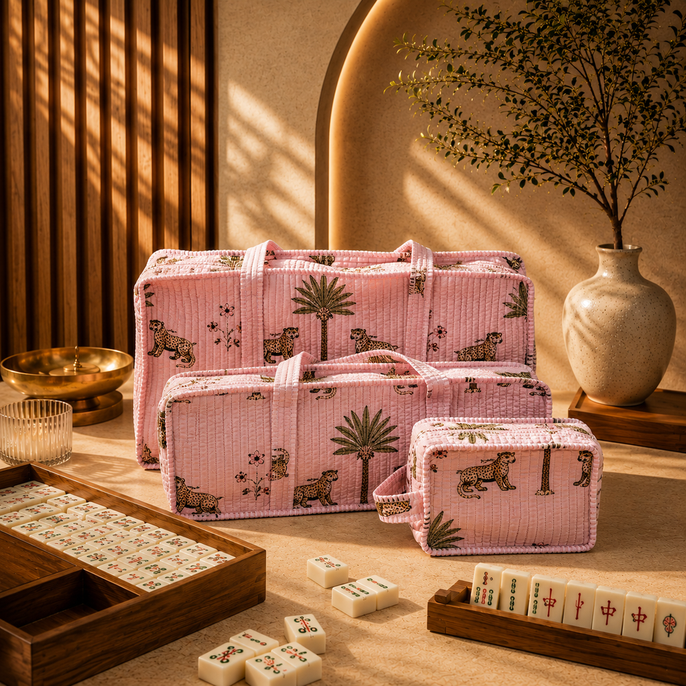 Pink Zanzibar Quilted Bags - Set of 3