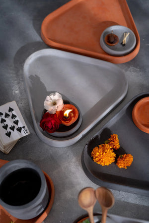 Triangle Concrete Platter set (3 pieces)