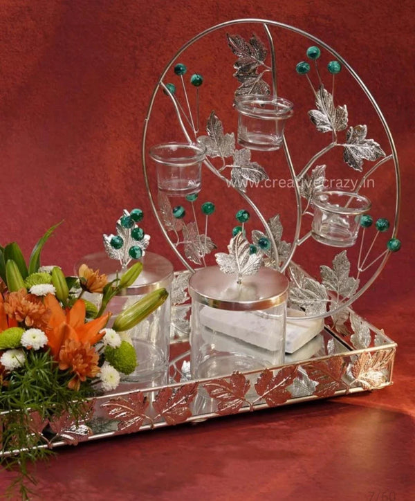 Silver Plated Accent Tray with Jars