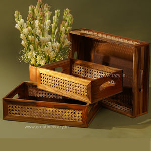 Rustic Elegance Rattan Trays